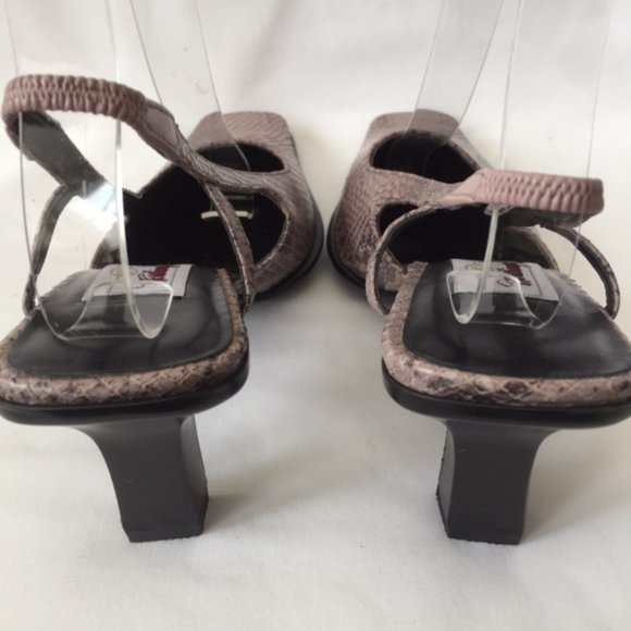 Worthington Square Toe Soft Lavender/Grey Skin Slingback Heels - Picture 12 of 15